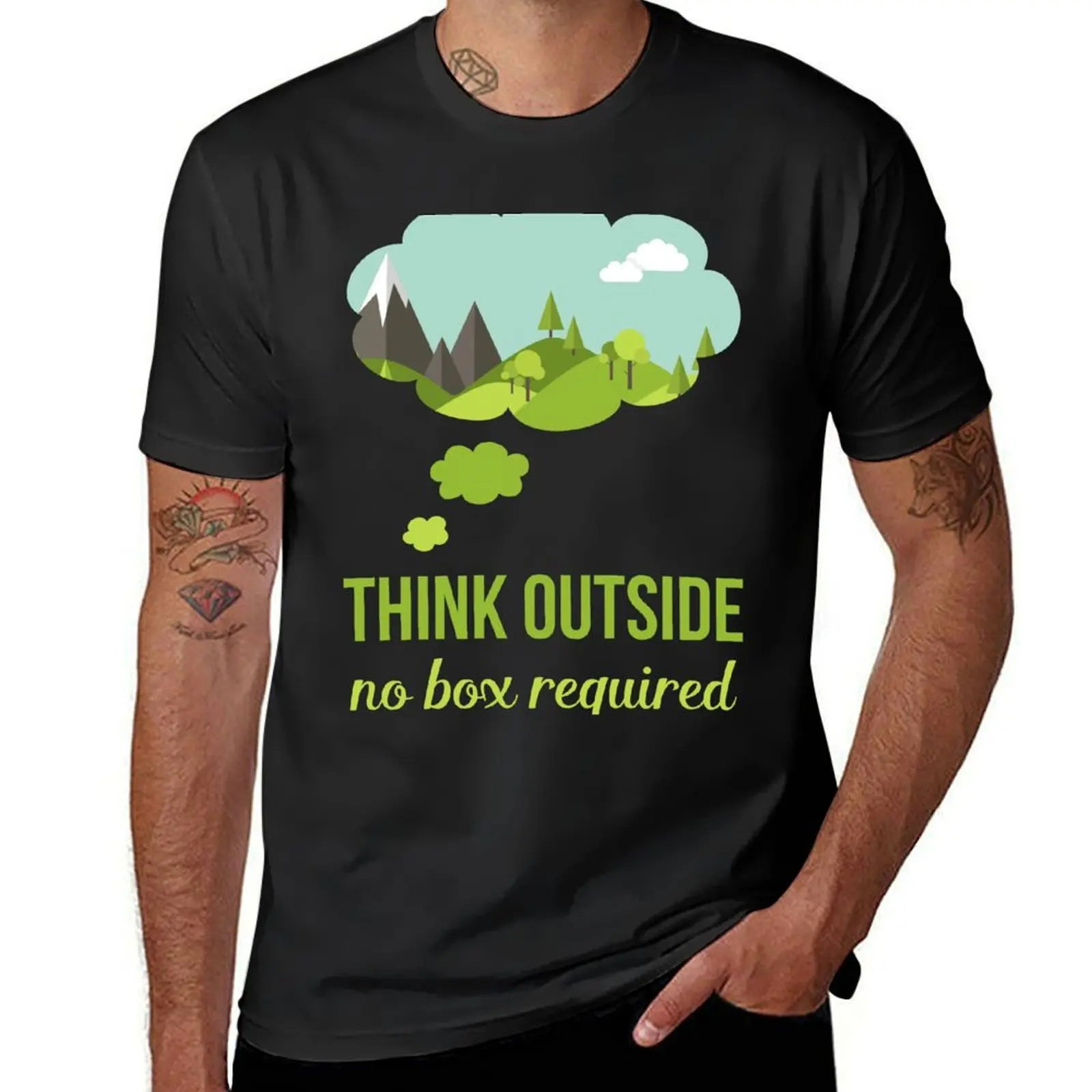 Think Outside No Box Required Walking Hiking T Shirt T-Shirt sublime vintage clothes anime clothes mens graphic t-shirts