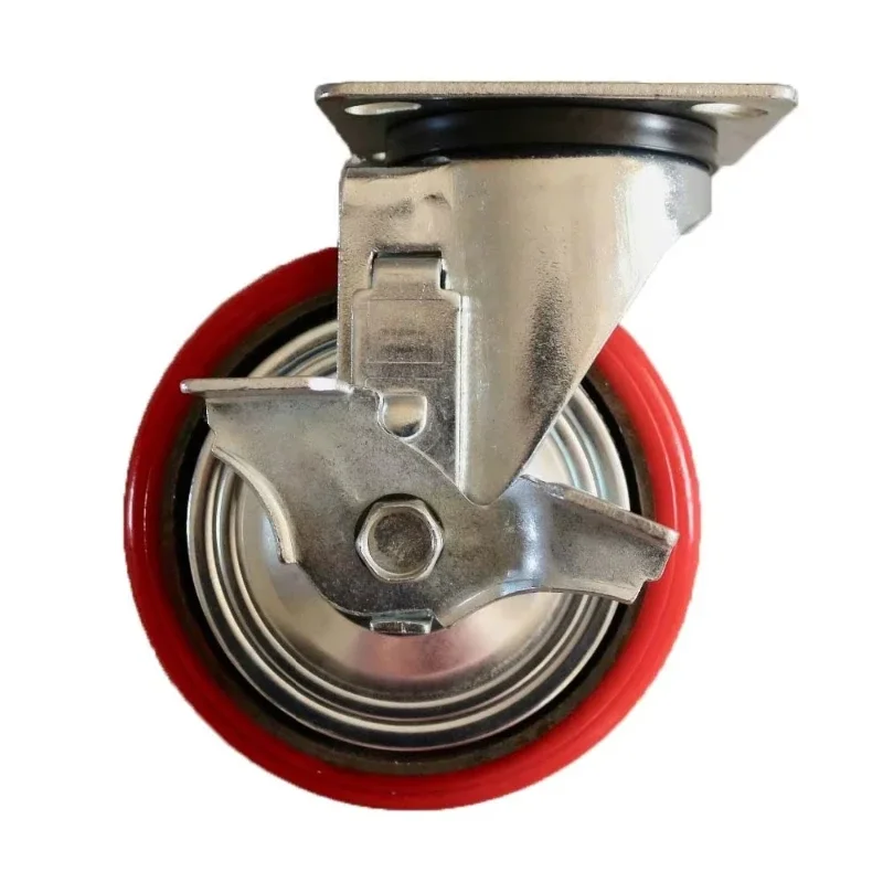

Stainless steel rotating heavy-duty trolley wheels with side brakes 6 inches