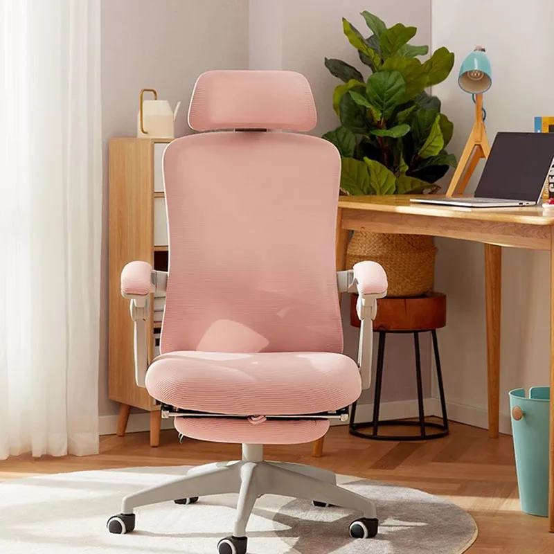 Arm Pink Office Chair Mesh Comfortable Arm White Bedroom Chair Pink Gaming Swivel Accent Sillas De Escritorio Home Furniture