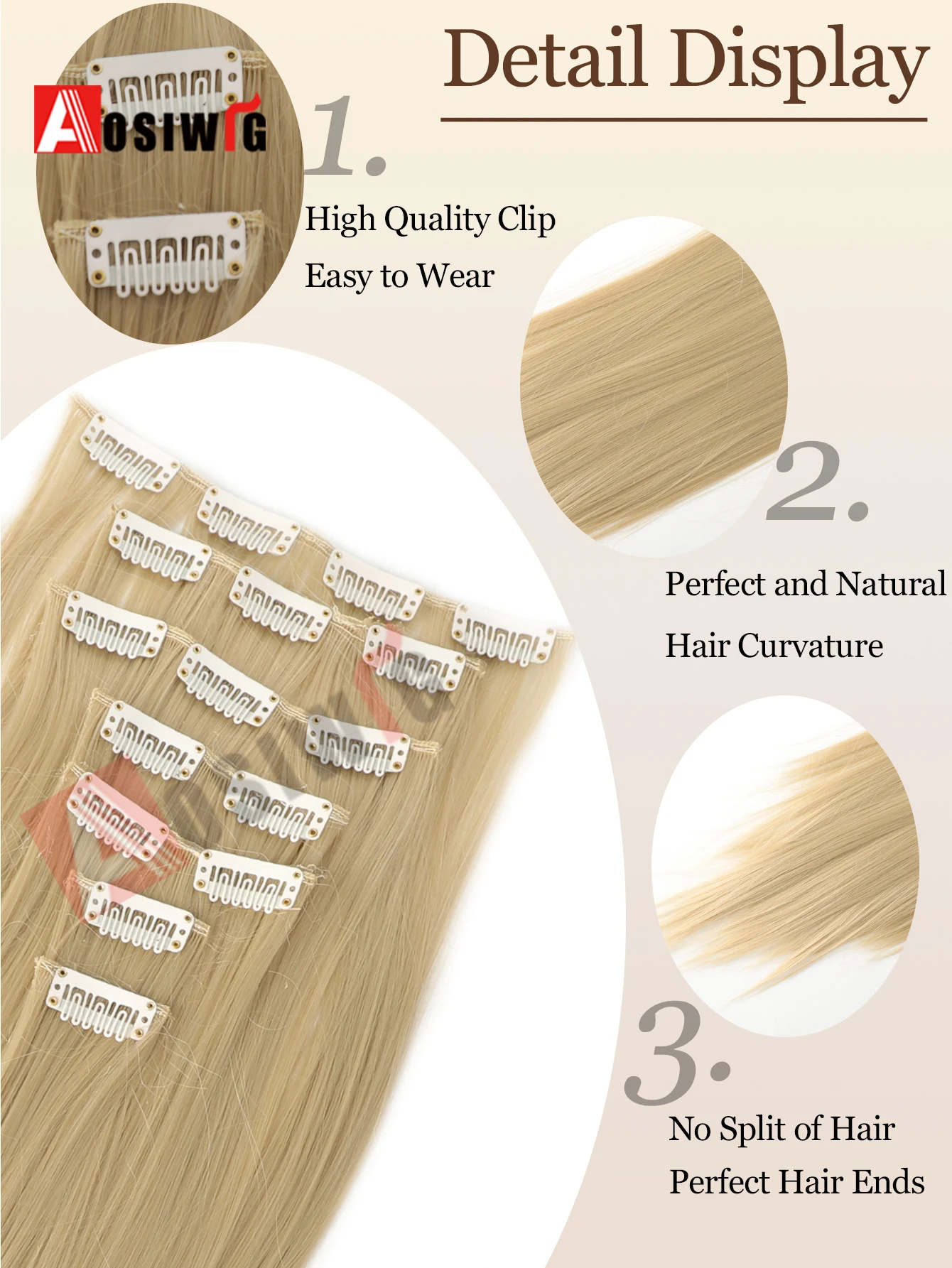 18-32 Polegada 16 clipes em extensões de cabelo longo e reto penteado sintético loiro preto postiços resistentes ao calor cabelo falso diariamente