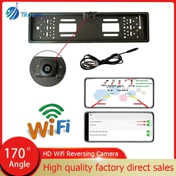 Car Wifi European License Plate Frame Rear View Reversing Image Camera 170°Waterproof AHD Car HD Starlight Night Vision Camera