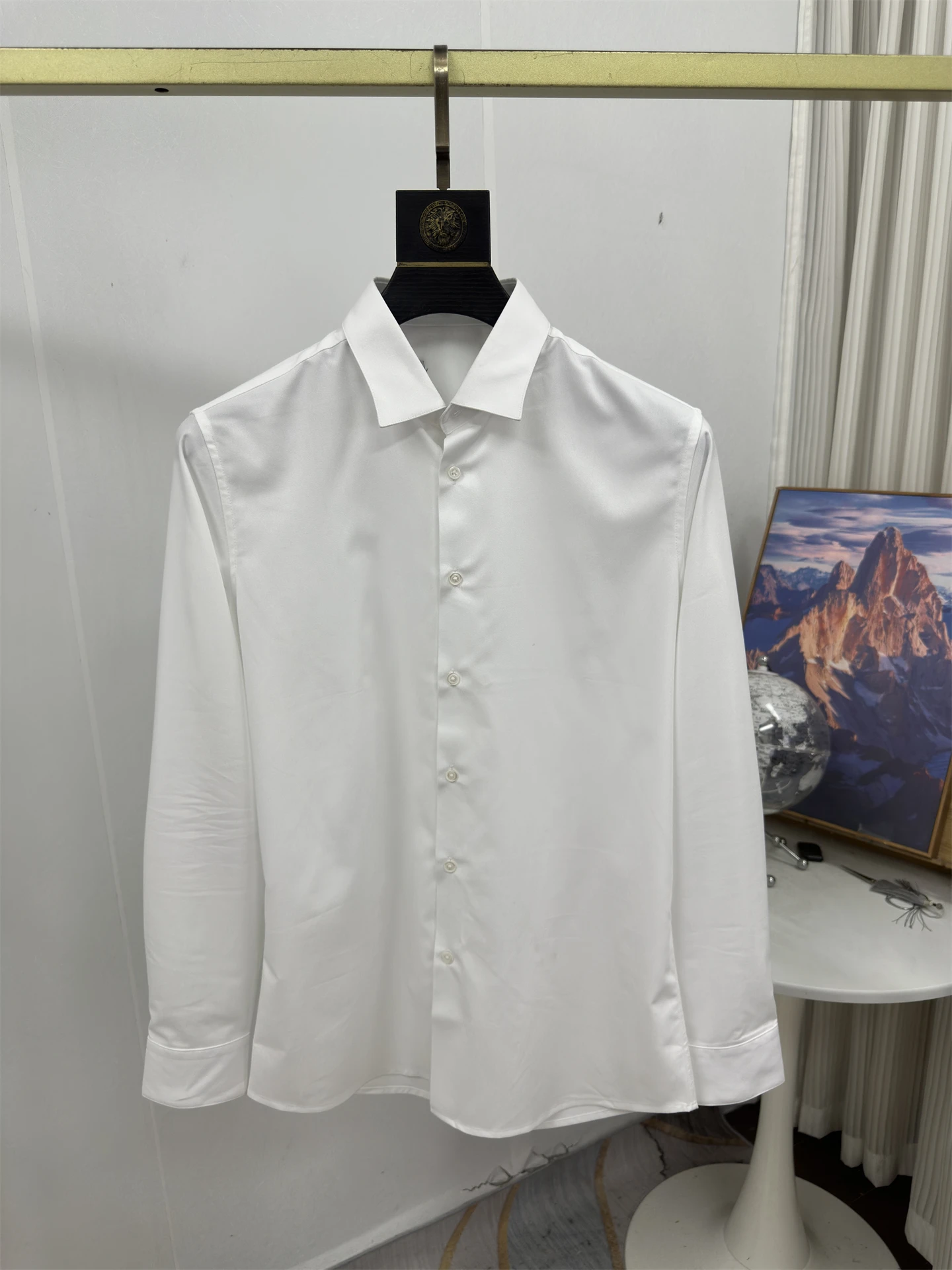 

Slim Fit Long Sve irt Men's Faionable Korean Sle Spring Summer Thin Busin Casual irt Breathable Polyester Blend