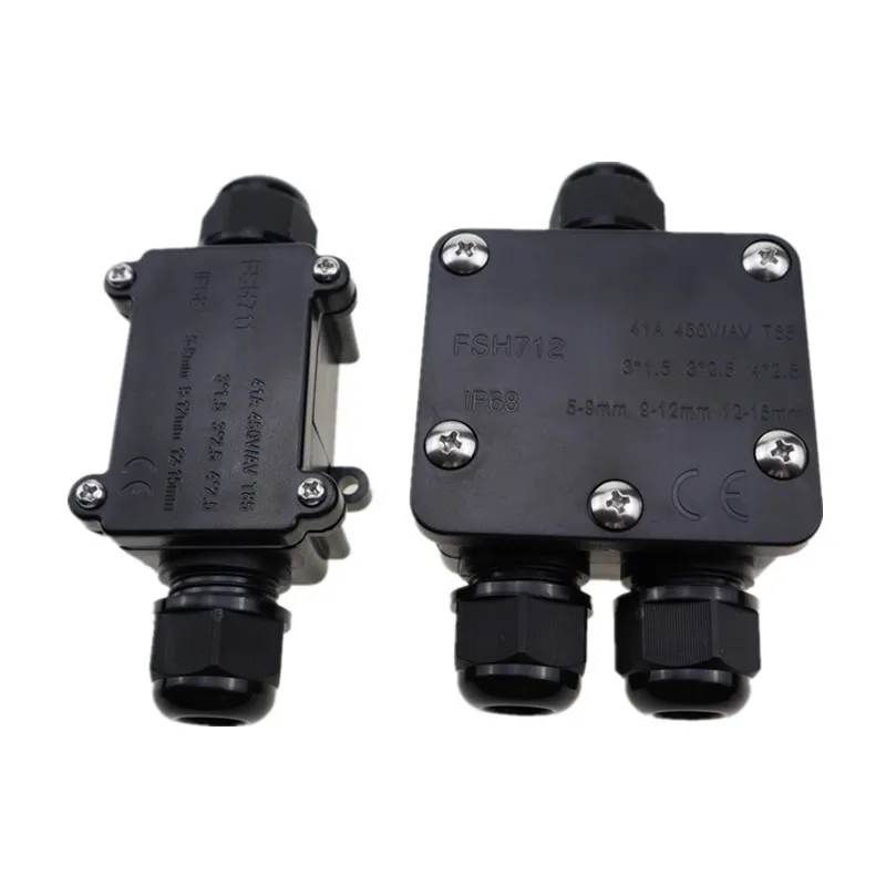FSH711 FSH712 2 Ways 3 Way Electrical Junction Box IP68 Waterproof Cable Connector Electric Cable Gland Enclosure