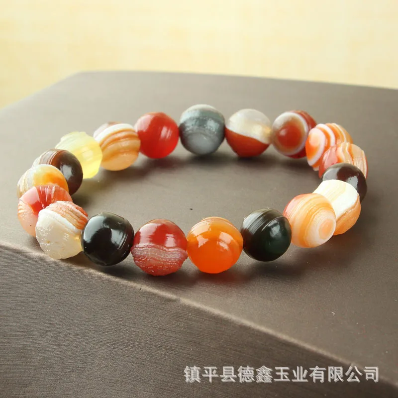 سوار العقيق العشان الطبيعي ، حبات العين الحريرية الملونة #6