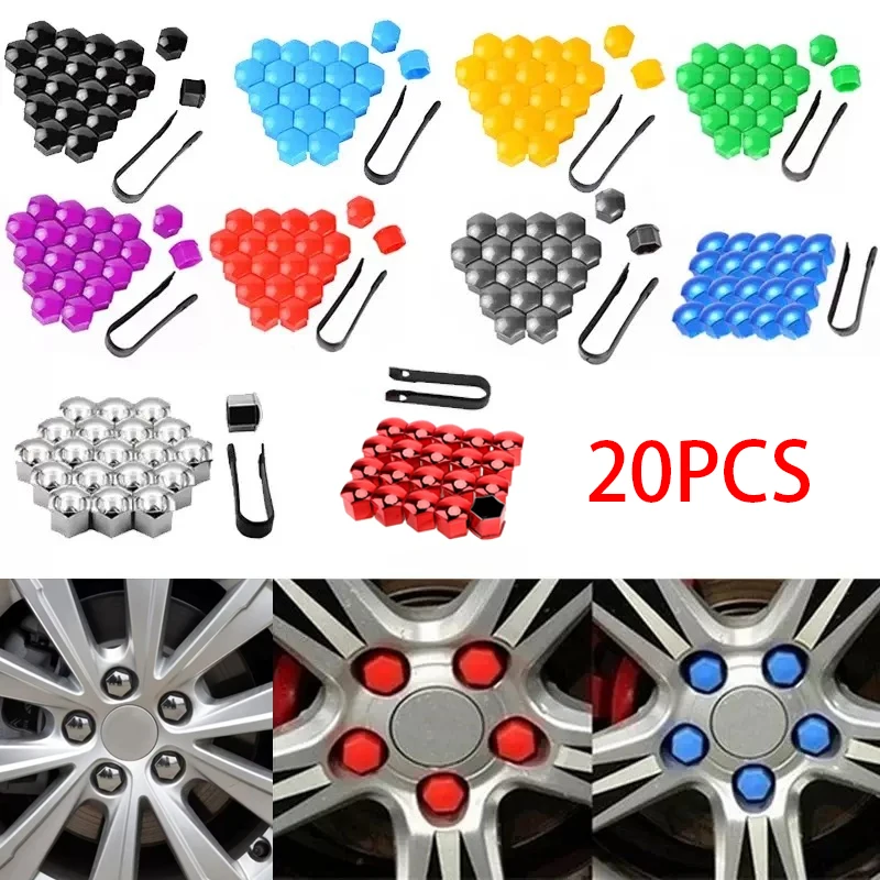 20Pcs 17/19/21mm Car Wheel Nut Caps Protection Covers Caps Anti-Rust Auto Hub Screw Cover Car Tyre Nut Bolt Exterior Decoration