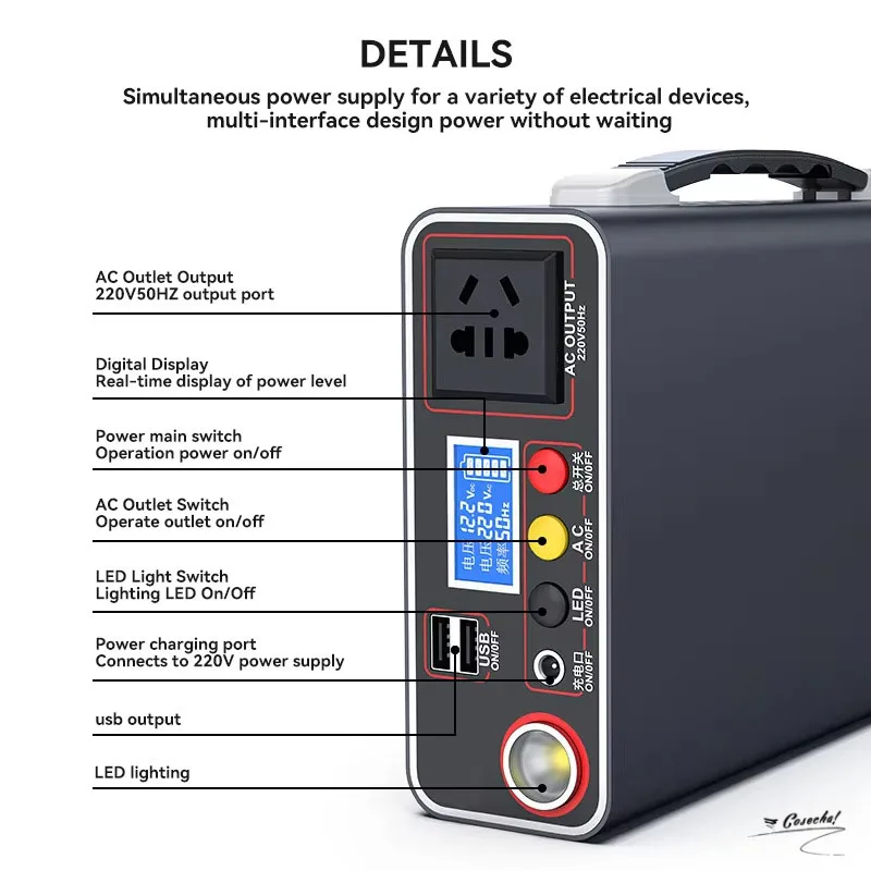 300W/166.6WH Large Capacity Power Station  Portable 220V Rechargeable Electric Mini Portable  battery  Camping Travel power bank