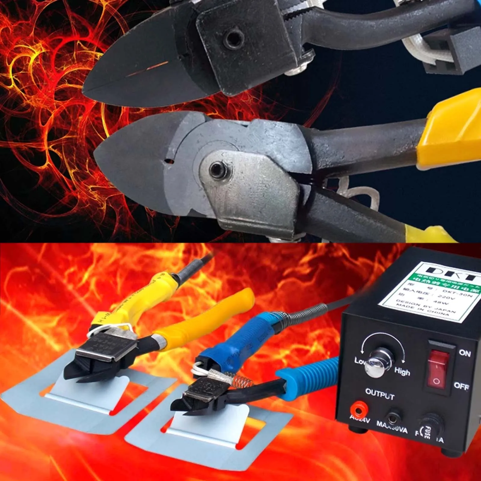 DKT Electric Heating Scissors, Acrylic / Resin/ Hard Plastic Electric Heating Oblique Pliers