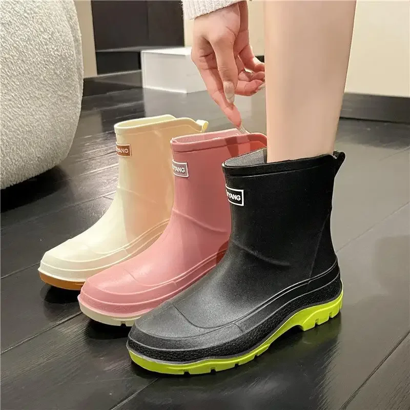 

New Rain Boots Height Increasing Women's Stylish Water Shoes Waterproof and Hard-Wearing Rubber Boots Kitchen Shoes Short