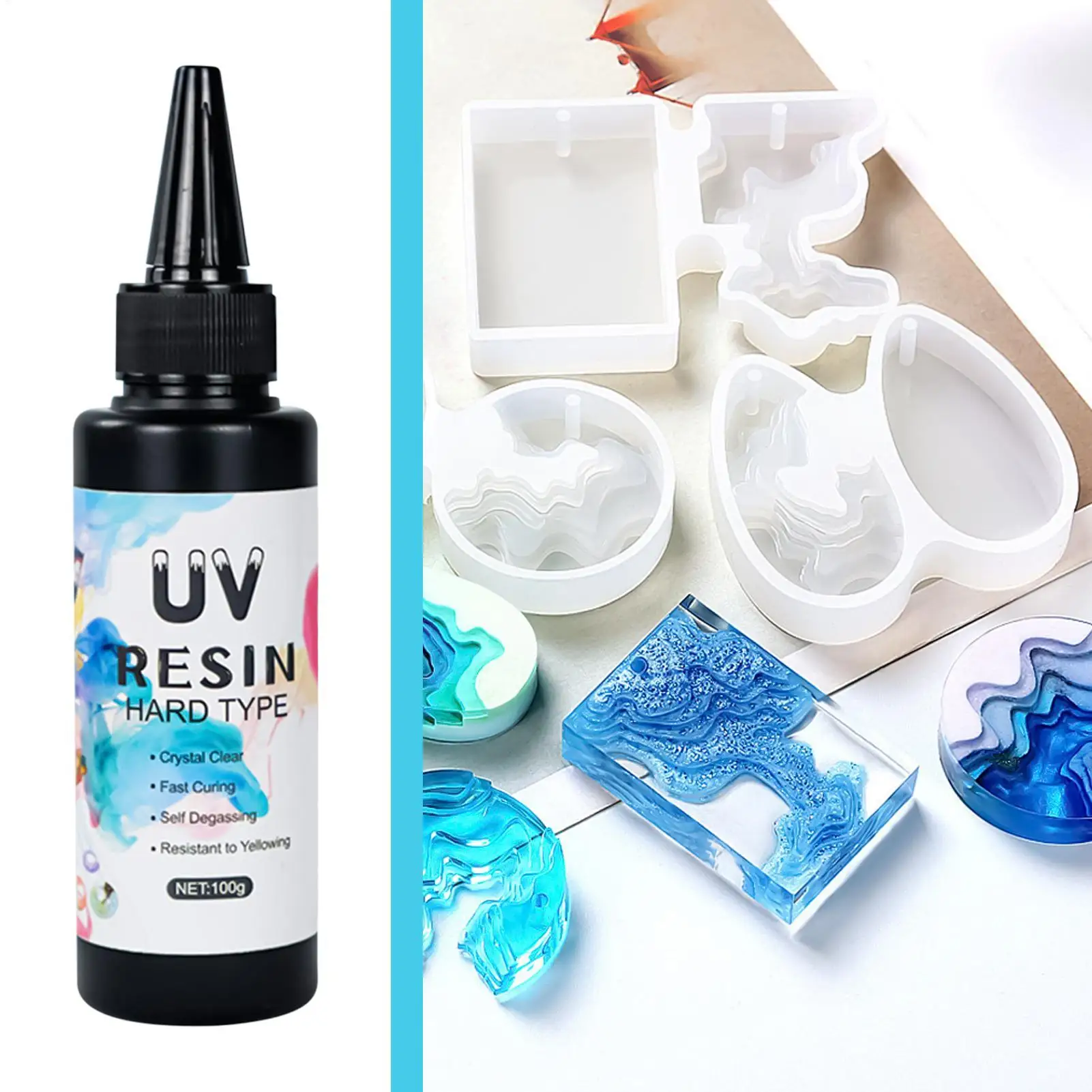 UV Activated Epoxy Resin Fast Curing Thin Layer Glue  Crystal Clear Coating for Jewelry Making & Repair, Pendants & Fillings