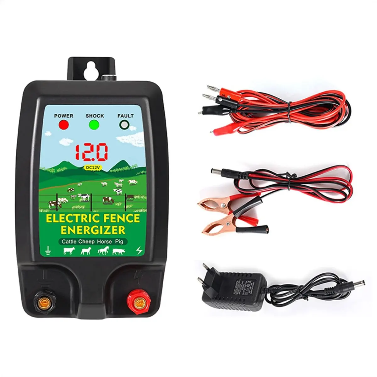 

Electronic Fence Charger for Livestock 10KM Electronic Fence Charger High Voltage Controller for Sheep Cattle EU-Plug-BCBW