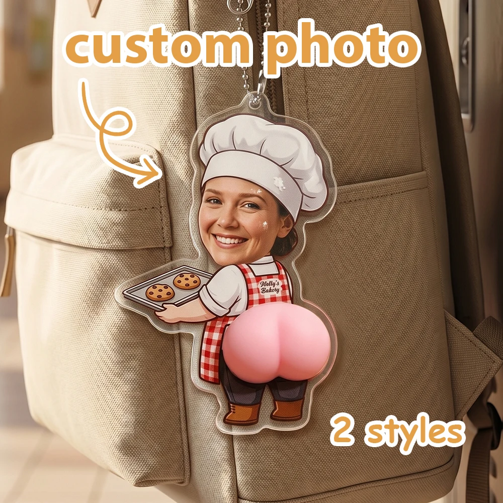 Personalized Custom Photo Squish Butt Keychain,Acrylic Key Charm,Portable Anxiety Relief Accessory,Humor Ornament,Key Organizer