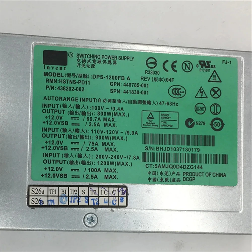 DPS-1200FB أ 1200 واط 441830 -001 440785 -001 مصدر طاقة الخادم مناسب لخادم HP DL580 GEN5