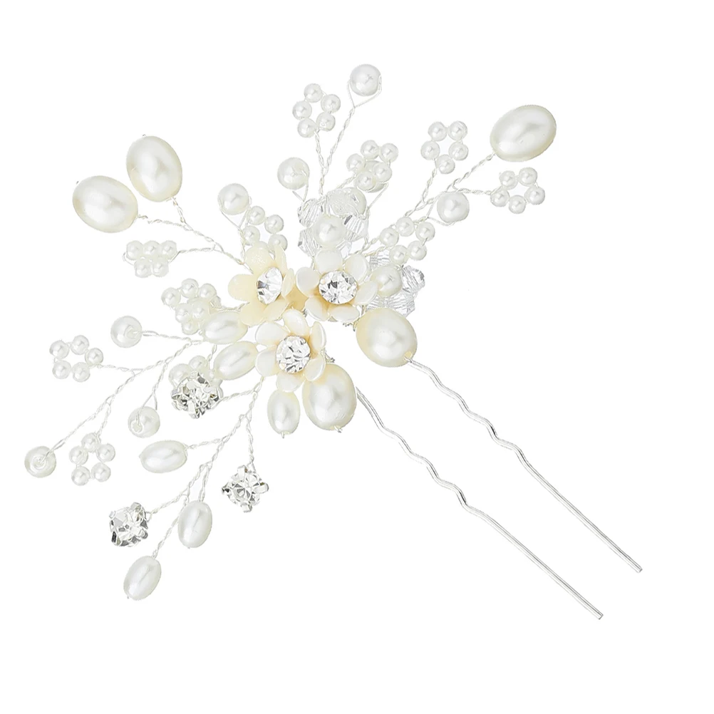 

Pearl Rhinestone Hairpins Bridal Accessories Durable Color Fast Lightweight Wedding Banquet U Shape