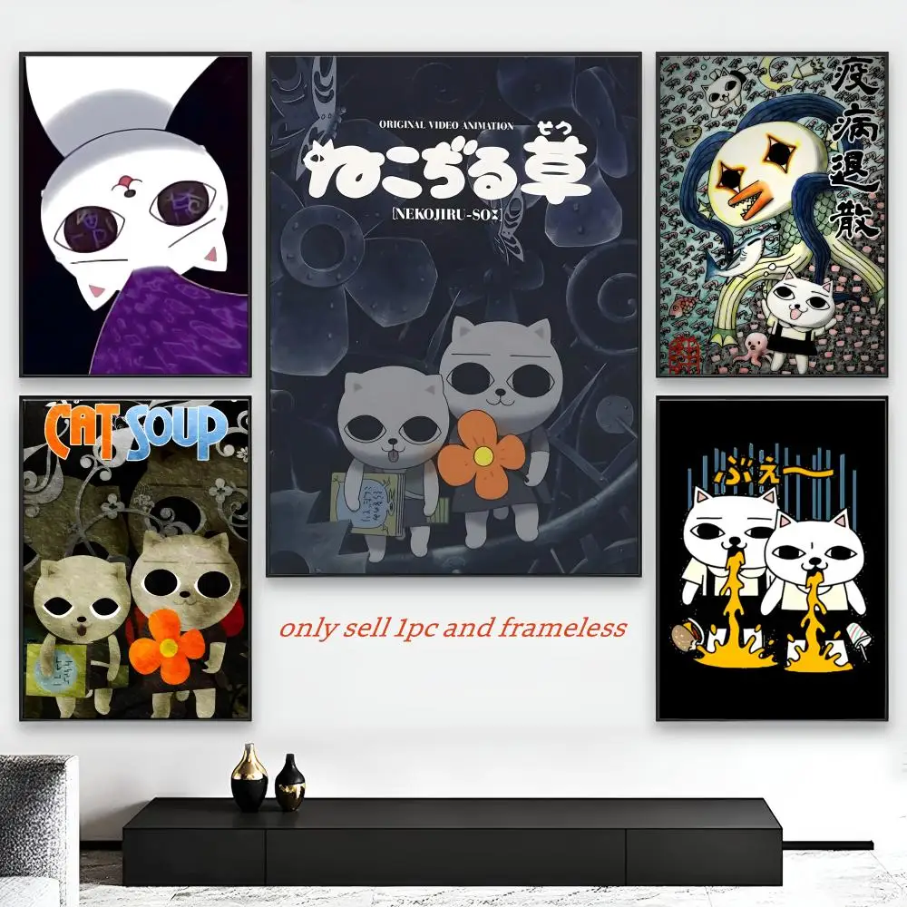 Dark Anime Nekojiru-so Cat soup Poster HD Self-Adhesive Wall Decor Home Office Dorm Bedroom & More Ideal Gift Choice