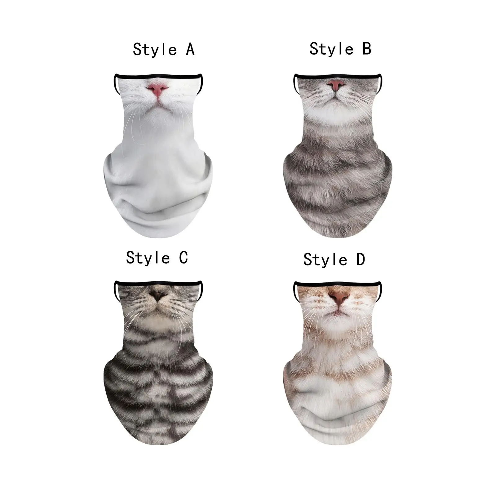 Neck Gaiter Face Mask with Ear Loops Cat Pattern for Outdoor Activities