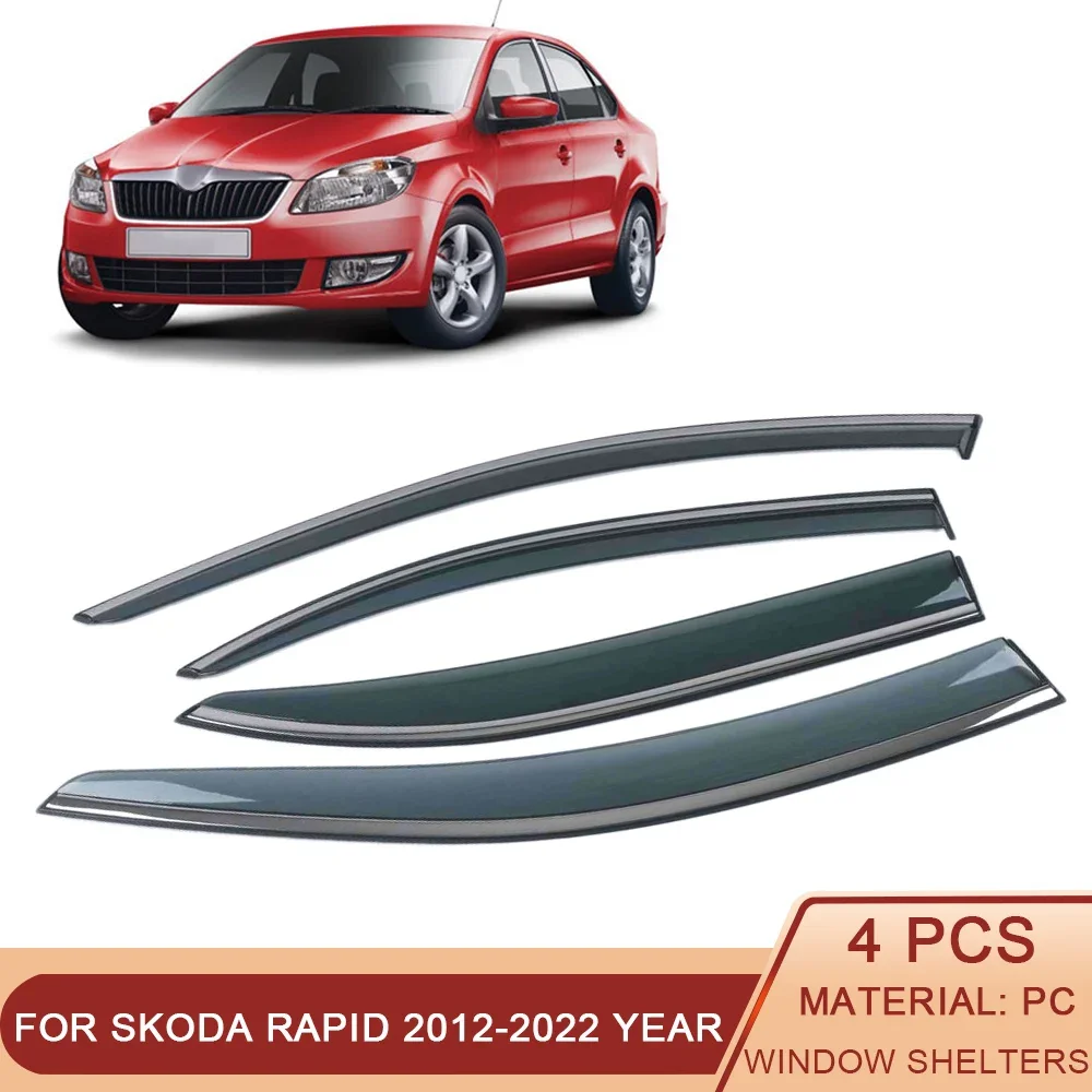 For Skoda Rapid Hachback Sedan 2012-2022 Car Window Sun Rain Shade Visors Shield Shelter Protector Sticker Exterior Accessories