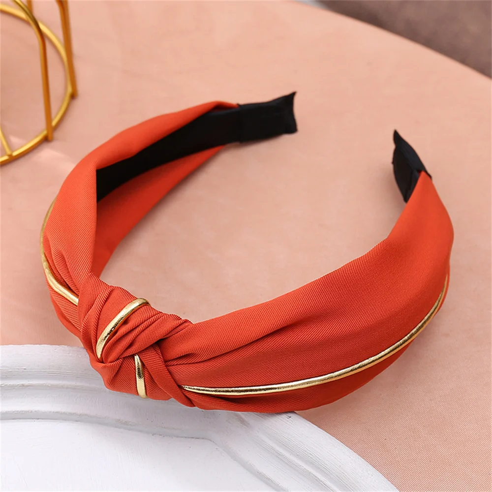 Solide Stoff Knoten Stirnbänder Für Frauen Mädchen Breite Seite Haarbänder Haar Hoop Mode Kopfschmuck Weibliche Kopf Bands Haar Zubehör – Detail 2