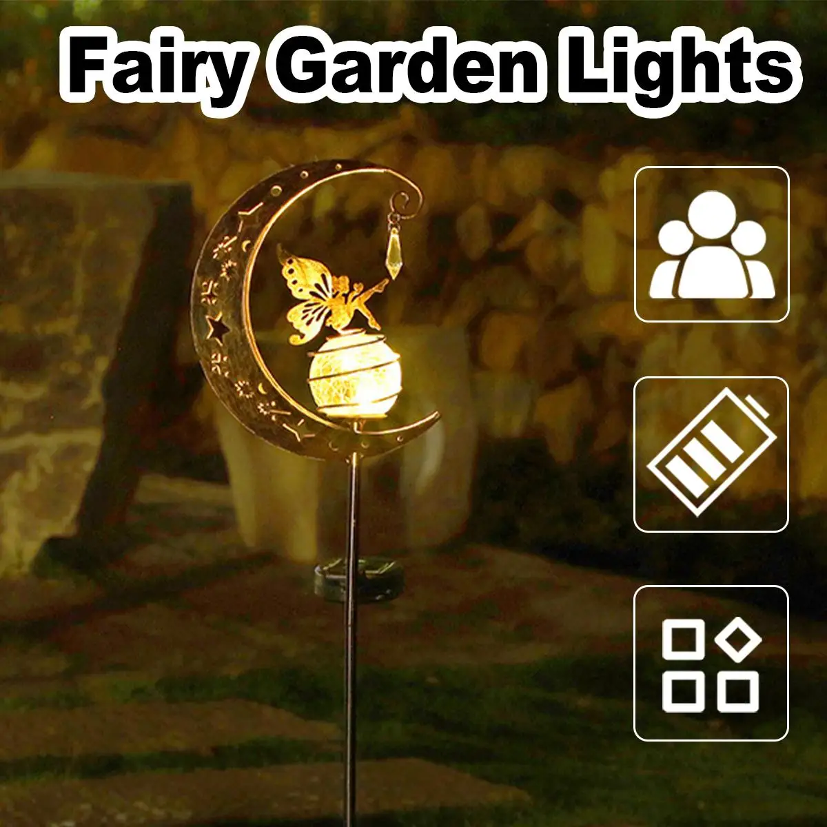 

Solar Iron Decor Light Lamp Waterproof Lights Outdoor Garden Led Wall Fairy Patio Fence Decorative Powered Ornaments With Ground