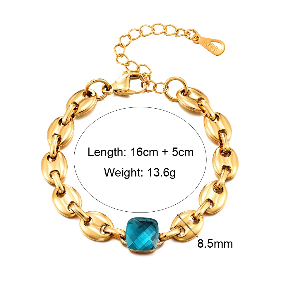Classic Design Stainless Steel Multicolor Crystal Bracelet For Women Gold Charm Jewelry 18 K Bracelets & Bangles Pulsera Mujer