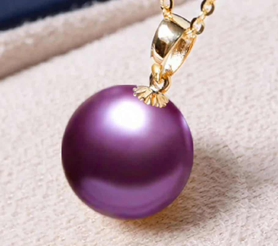 

Charming 14mm Natural Sea Genuine Purple Lavender Round Pearl Pendant For Women Men Jewelry Pendant