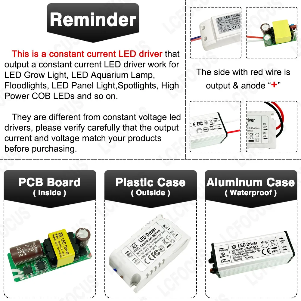 7W 12W 15W 18W 20W 24W Constant Current LED Driver 300mA 450mA 600mA 900mA No Flicker Input 110V 220V Lighting Transformers