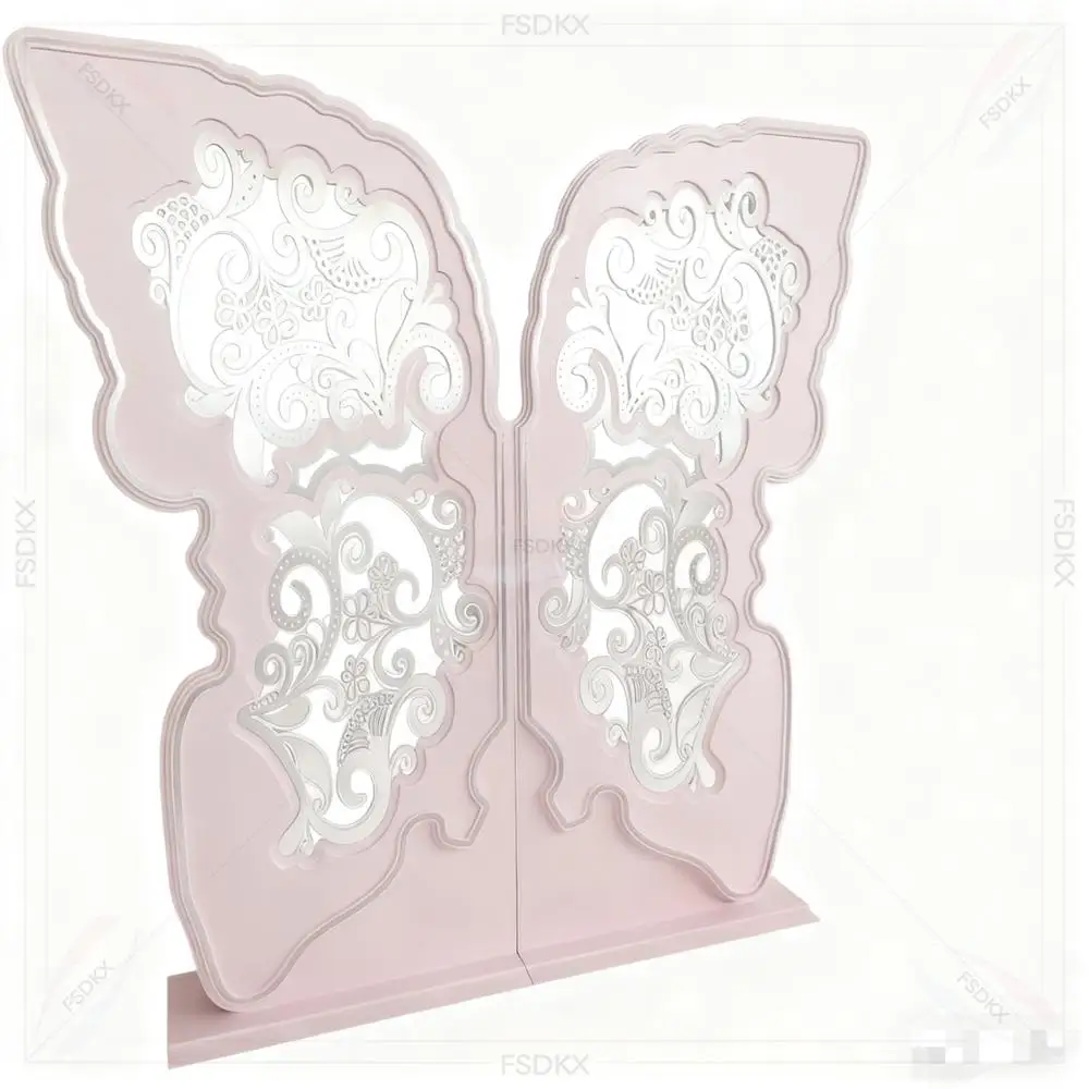 

Custom Pvc Backdrop Silver Hollow Out butterfly Decoration for Wedding