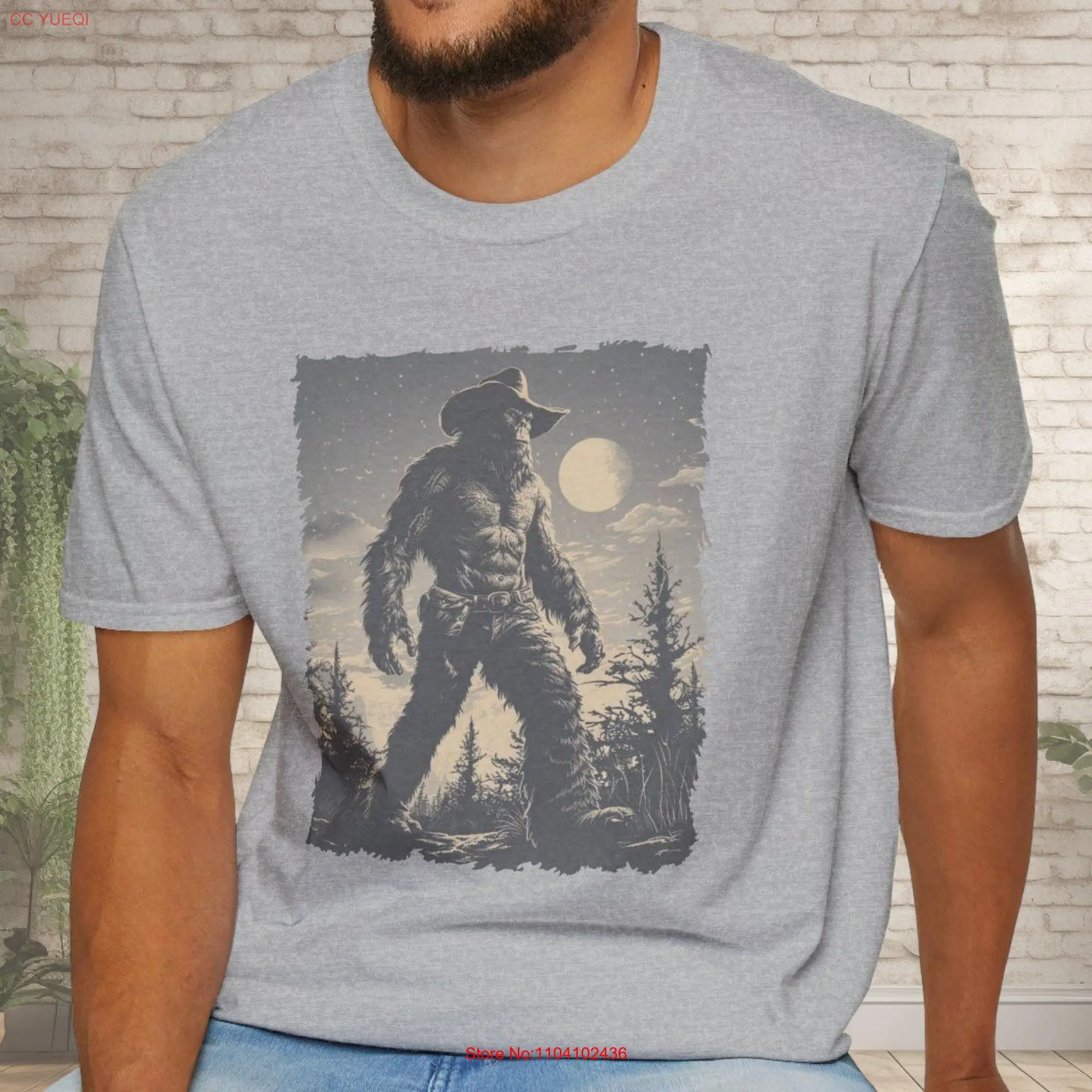 BigfooT T Shirt Faded Cowboy Sasquatch PNG  long or short sleeves