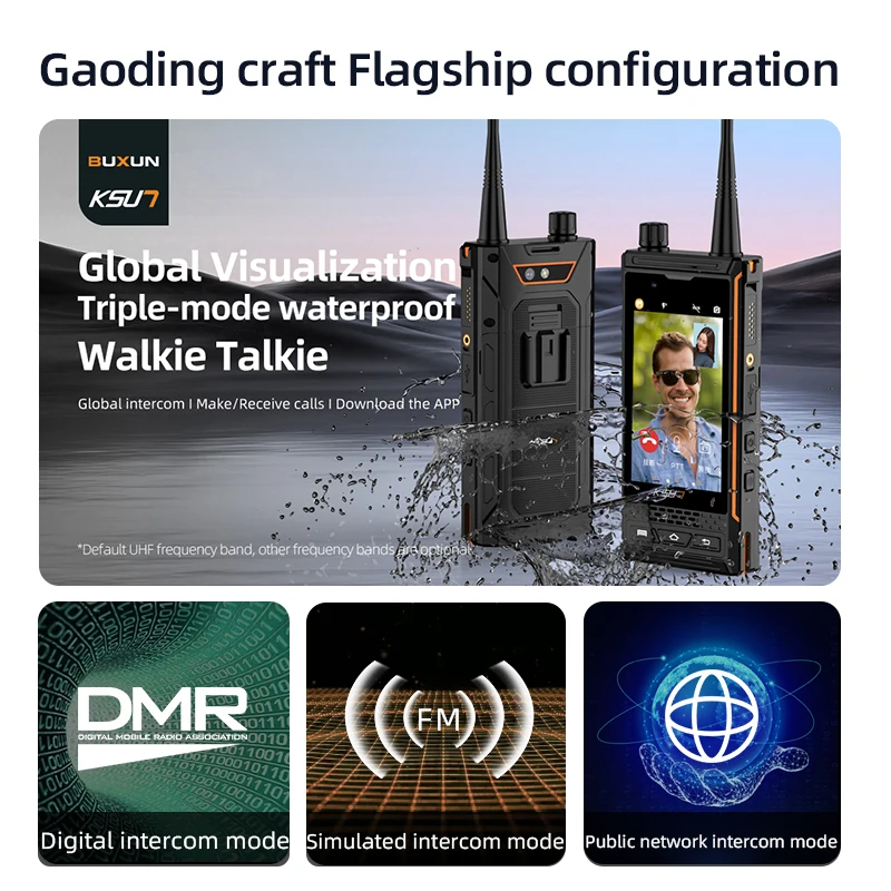 KSUN AL100 IP68 Waterproof Dustproof Walkie Talkie Rugged Phone Digital Analog 4G Network Tri Mode Two Way Radio