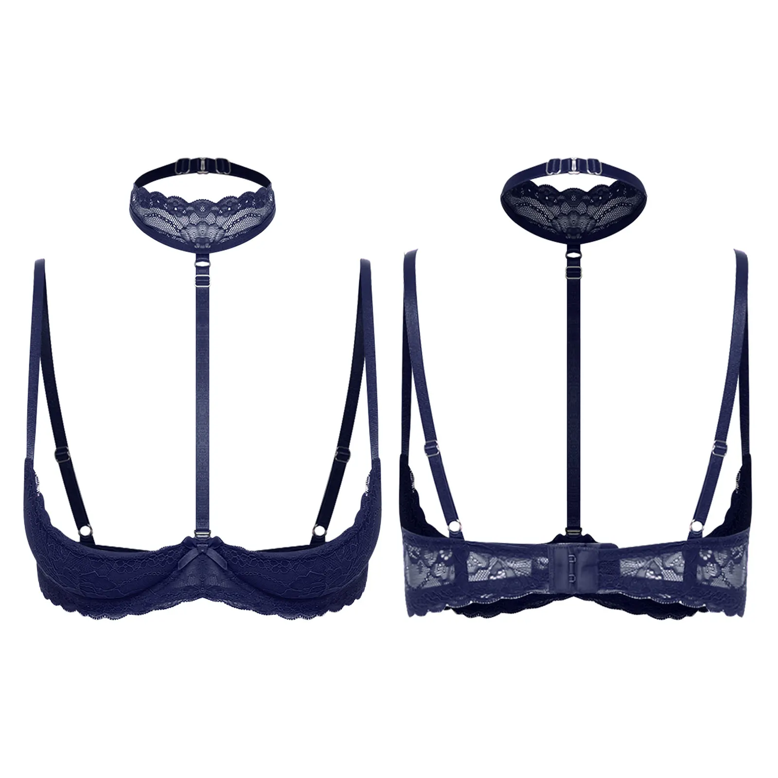 Sissy Lace Low Cut Bra Top Adult Female Choker Mini Bra Tops Nipple Exposed Lingerie Bra Tops for Tempting Night Underwear Top