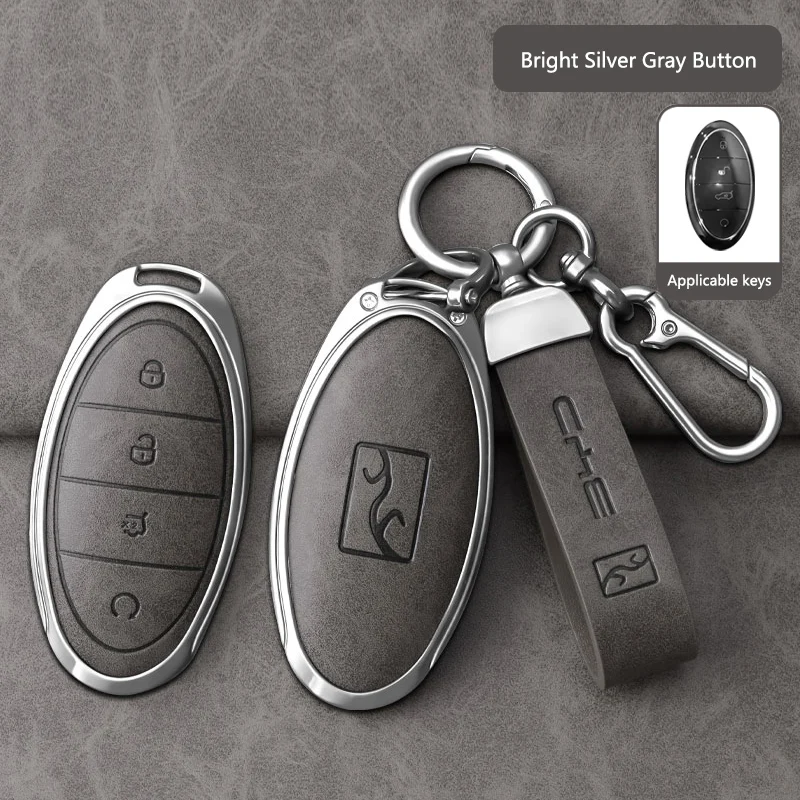 

Fashion Metal Leather Car Key Case Cover Holder Protector Shell For BYD Yang Wang U8 U9 2023-24 U8 U9 Auto Keychain Accessories