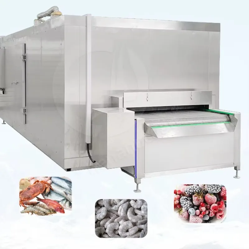 Industrial 380V Tunnel Freezer Automatic IQF Quick Freezing Equipment for Frozen French Fries Seafood Meat  Vegetable Processing