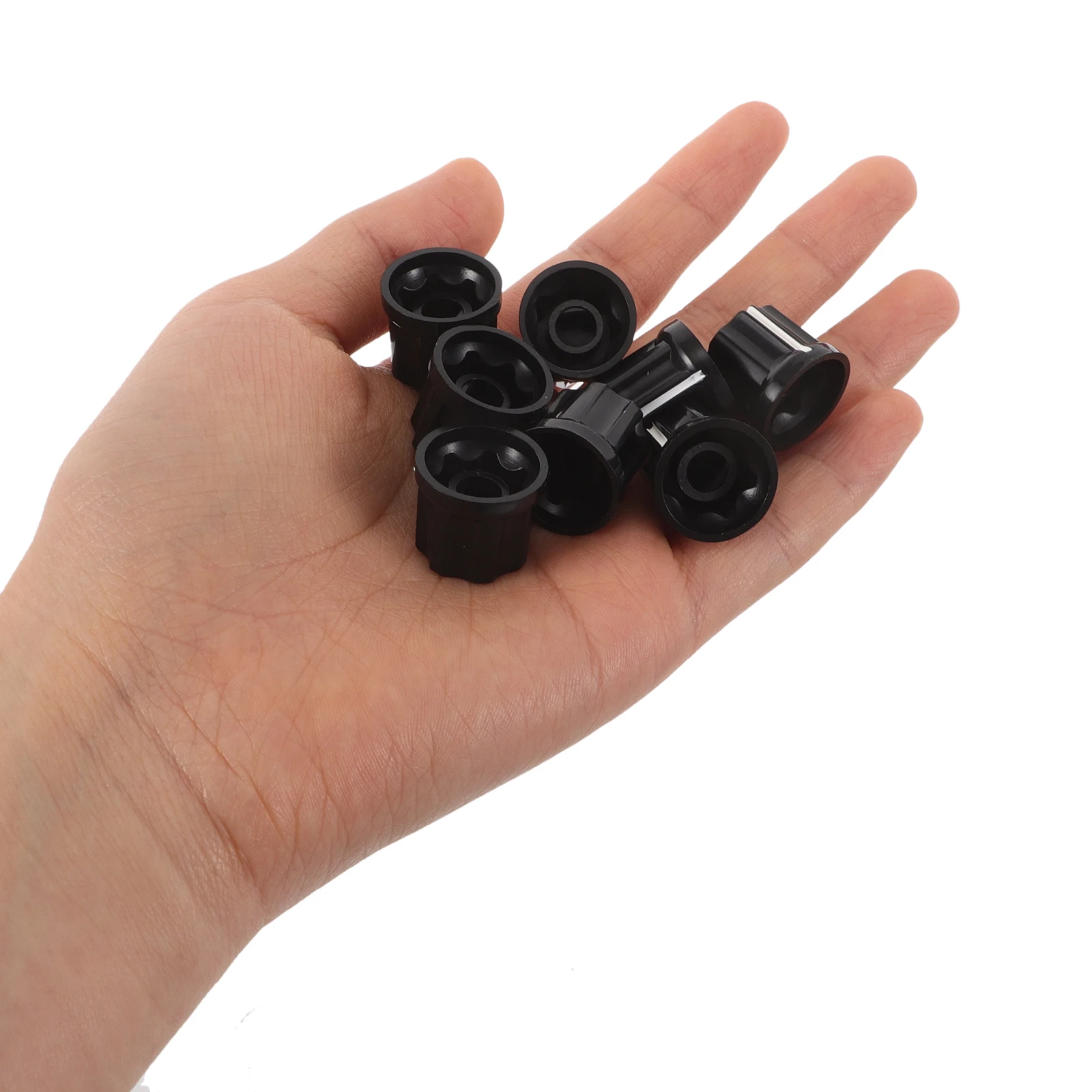 

12 Pcs Aluminum Skin Electric Guitar Knob Cap Plastic Potentiometer Control Knobs