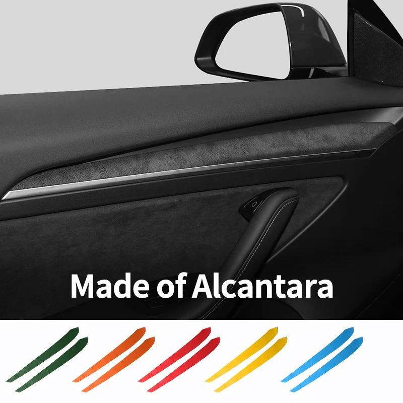 

Made of Alcantara For Tesla Model 3（2019-2022）Model Y (2019-) Car Door Inner Handle Trim Sticker Car Tuning Accessories