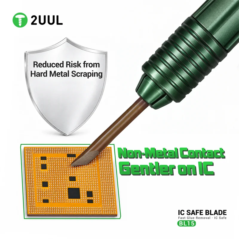 2UUL BL15 IC Safe Blade Fast Glue Removal Tool 2.0mm Tip For Phone Electronics Chip Repair Prevent Scratches Precision Hand Tool
