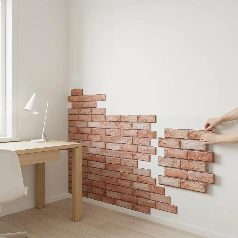 1Pcs 30x30cm Self-Adhesive 3D Brick Wall Panels Waterproof Vintage Style Stickers For Bathroom Fireplace Decor Installation