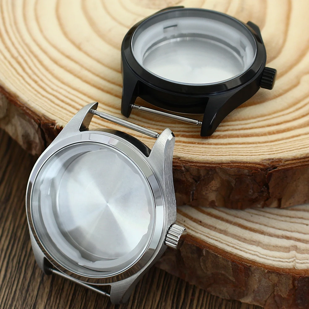 Pilot Diver 40MM 2824 Watch Case Stainless Steel Silvery Black accessories for NH34 NH35 NH36 ETA2824 PT5000 Fashion Waterproof