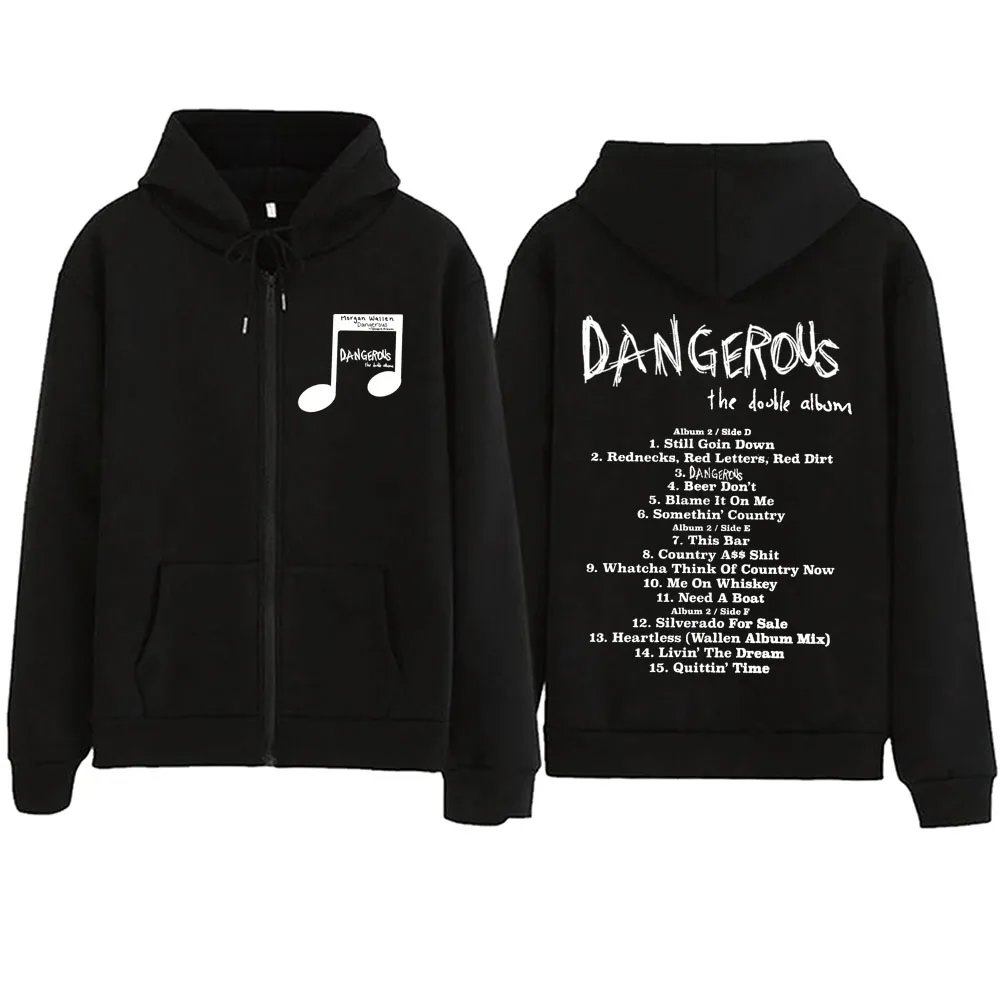 Dangerous: The Double Album Morgan Wallen  2024 Zipper Hoodie Harajuku Pullover Tops Music Fans Gift V-Neck Sweatshirts