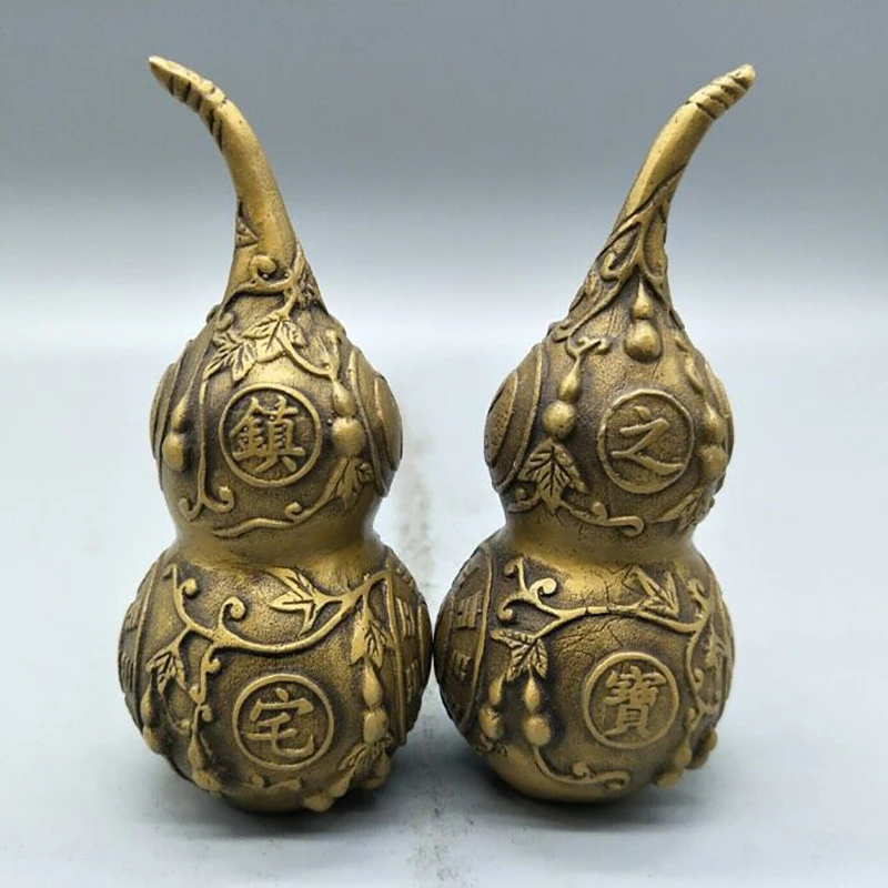 Antique Bronze Collection: Ornament, Treasure for Home Protection, Brass Gourd Decorative Craft