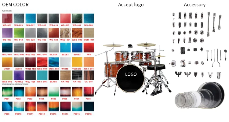 Wholesale/OEM Best ChoiceHigh Quality OEM Drum Set for Practice  Colorful Acoustic Drum Set Instrument Metal Material