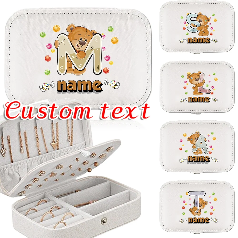 

Personalized Customized Leather Portable Jewelry Box Large Capacity Travel Necklace Earrings Double-layer Storage Jewelry Box
