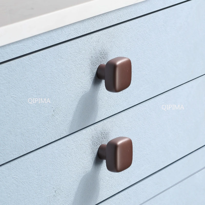 Modern Single Hole Brown Black Gray Wardrobe Dresser Cupboard Cabinet Drawer Shoe Box Knobs Zinc Alloy  Furniture Handles