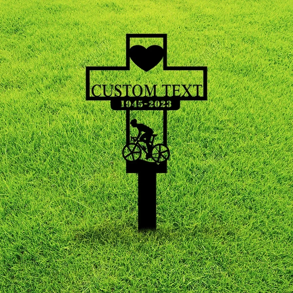 Exclusive Custom Cemetery Stake. Touching Cycling Memorial. Ideal In - Memory Gift for Lost Bike Riders.