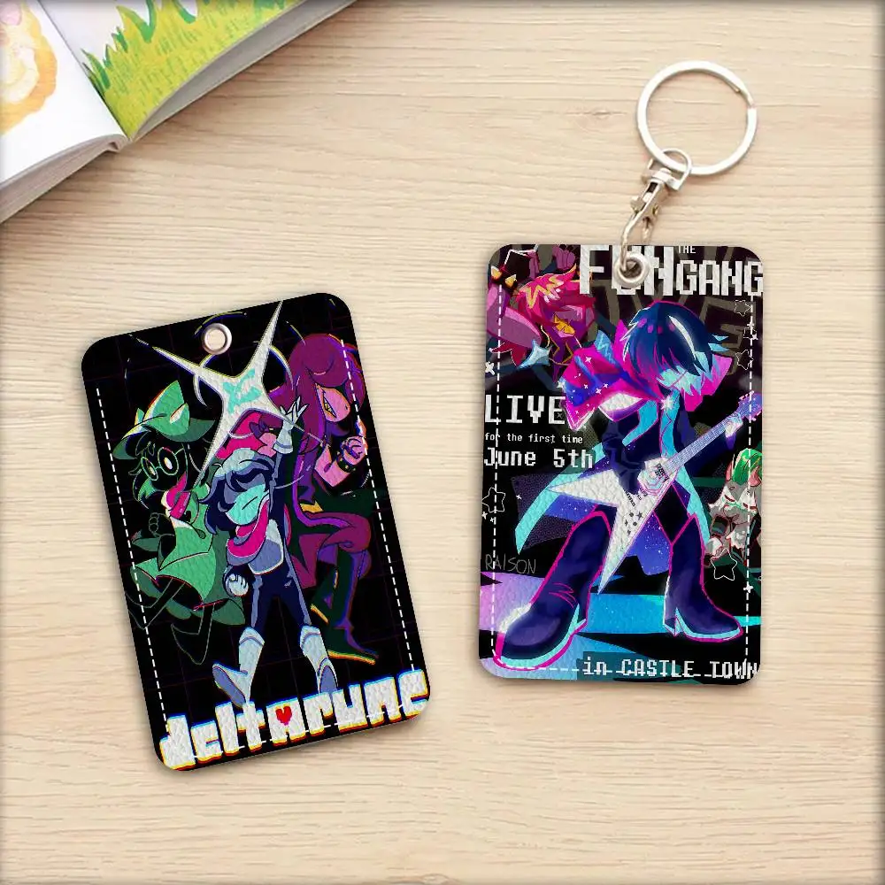 Popular RPG Game D-Deltarune 1Pc PU Leather Card Holder Keychain Key Ring Door Lock Access Tags ID Card Case Keychain Card
