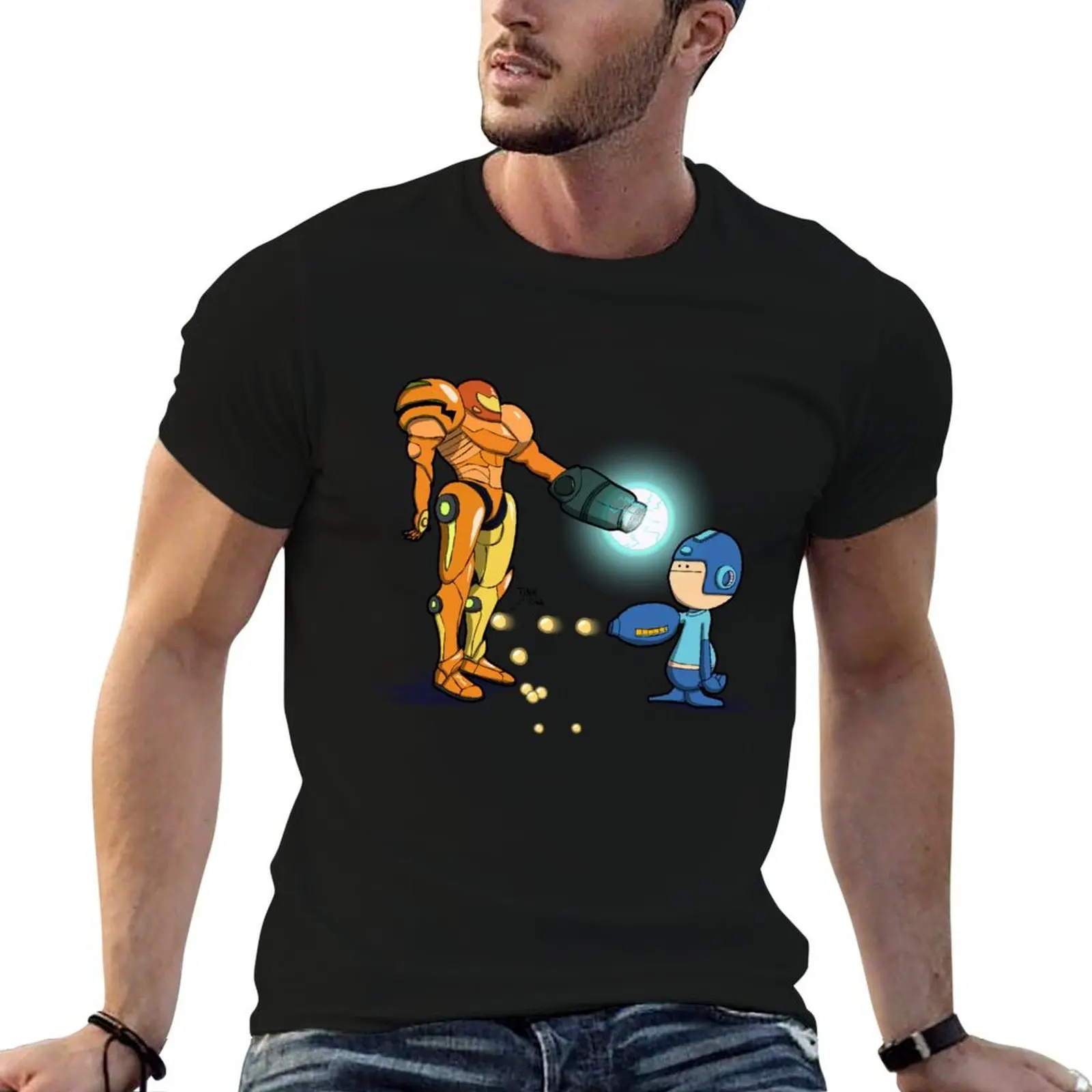 Samus Vs Mega T-Shirt graphic t shirt vintage tops big and tall t shirts for men