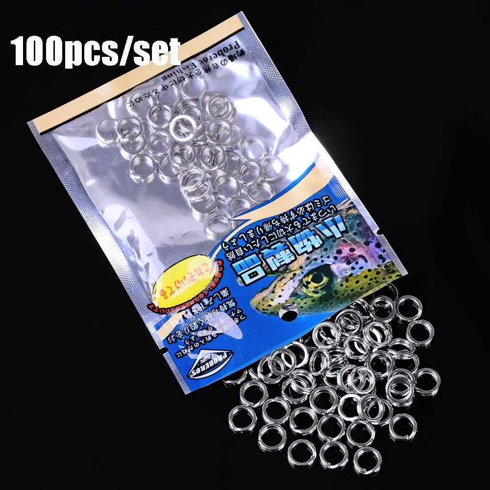 100pcs Stainless Steel 3#-8# Fishing Split Rings for Crank Hard Bait Silver Double Loop Split Open Carp Tool Fishing Accessories