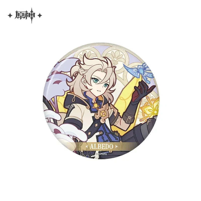 MIHOYO Genuine Anime Game Genshin Impact COSPLAY Scent Of Wind And Flowers Theme ALBEDO EULA DVALIN VENTI Character Metal Badge