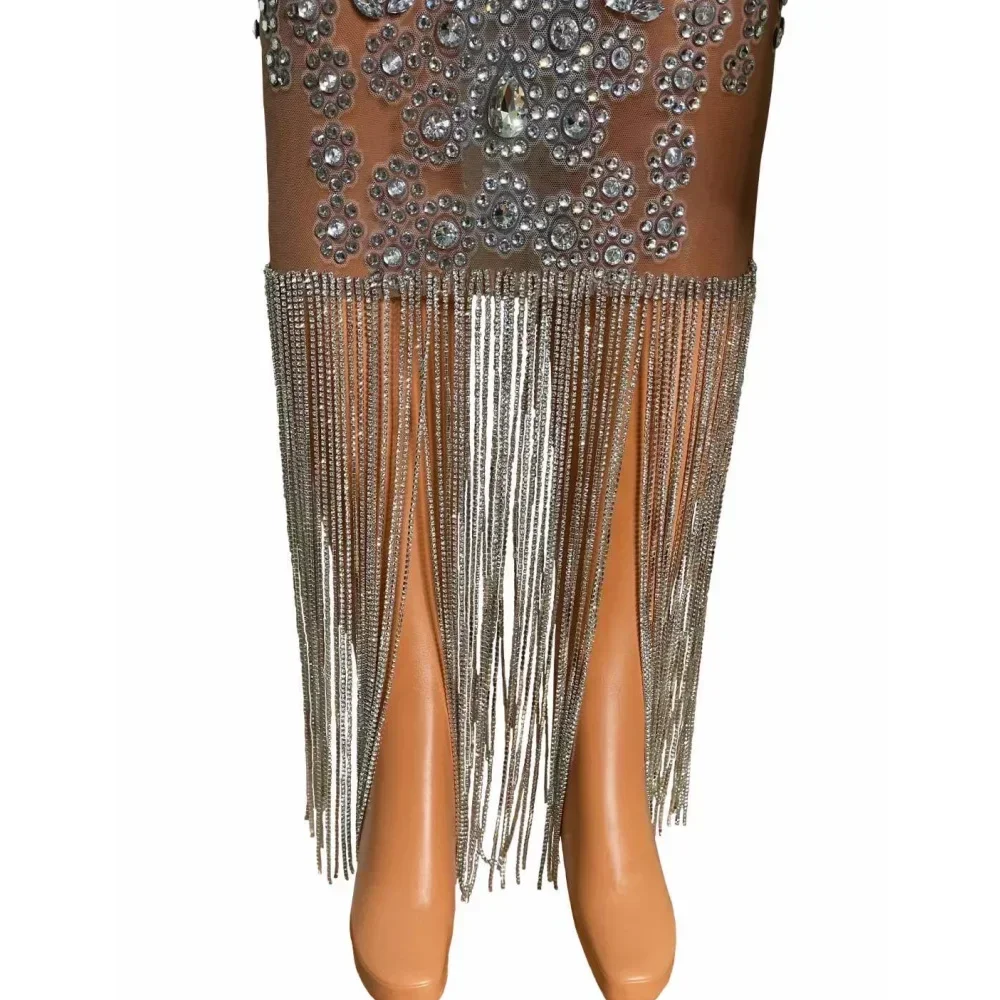 Женское платье с кристаллами на день рождения, женское нарядное шоу, фестиваль, сексуальное платье для выпускного вечера