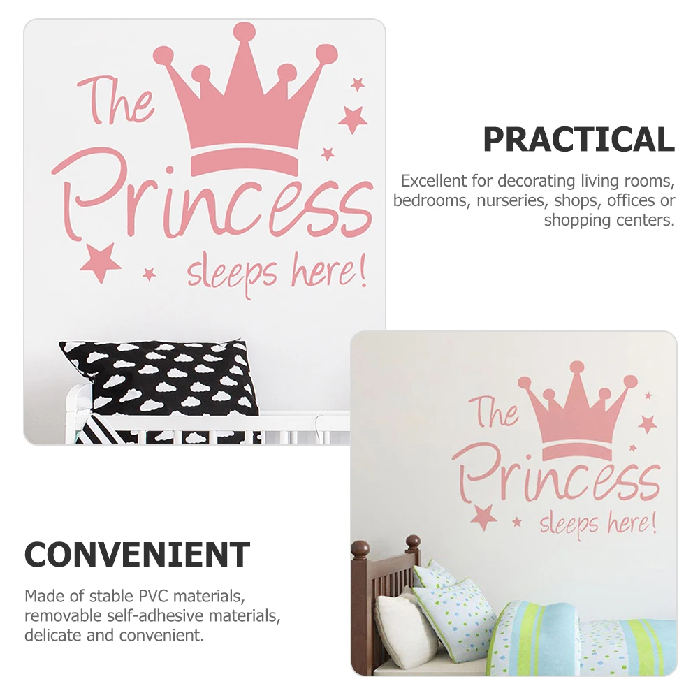 

Princess Crown Decal Removable Adhesive Sticker Cartoon Wallpaper Bedroom Living Room Decor Diy Gift Nursery Office Supply Wall