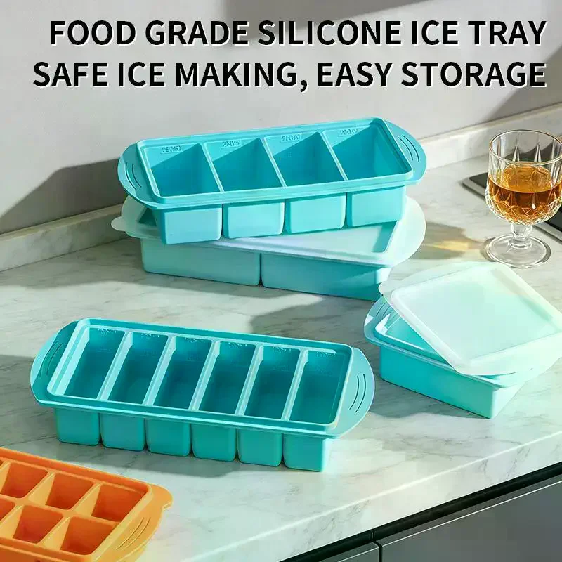 BPA Free Food Grade Silicone Freezer Trays Stackable Design Leak Proof Lids For Meal Prep Soup Storage
