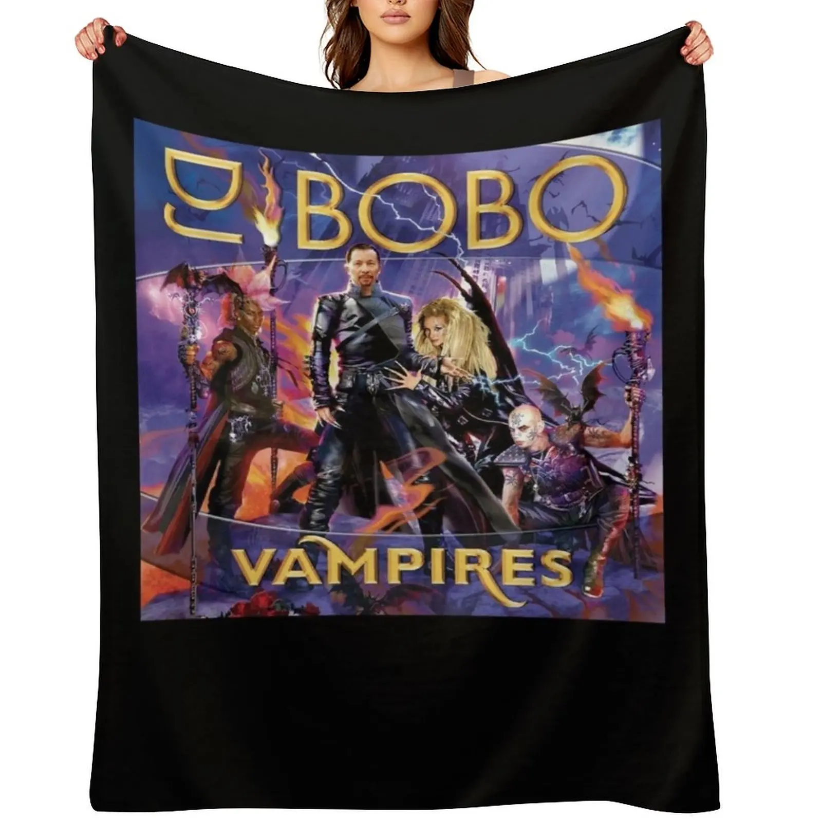 

DJ BoBo Vampires Album Cover Throw Blanket Sofas Sofa Throw heavy to sleep Personalized Gift Blankets